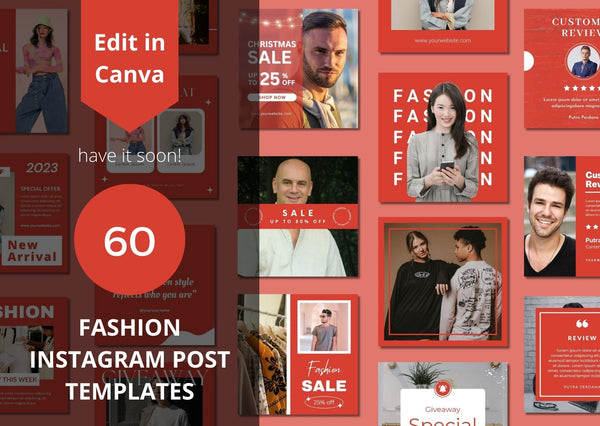 60 Soft Red Fashion Social Media Templates