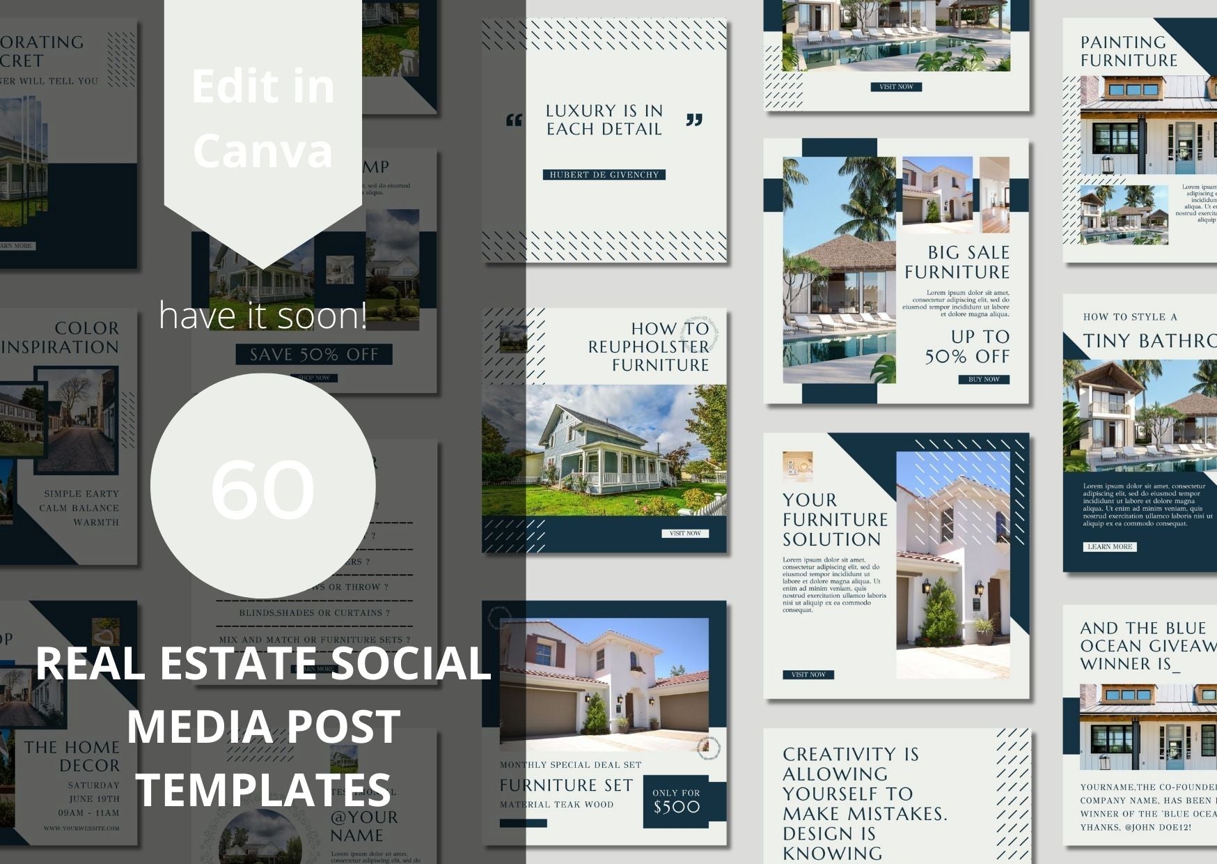 50 Gray Real Estate Social Media Templates - เทมเพลต Canva สำหรับอสังหาริมทรัพย์