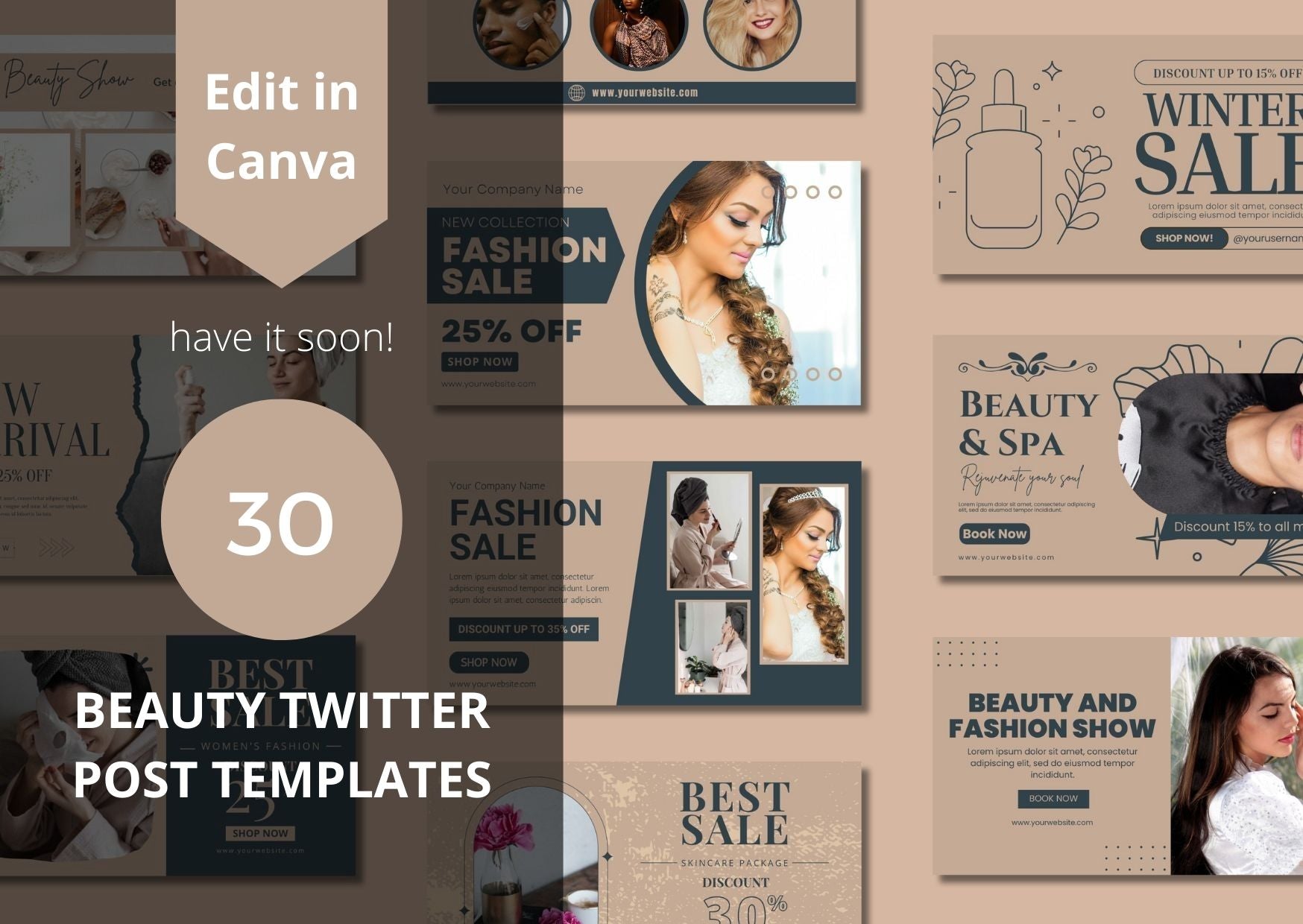 30 Beauty Social Media Templates - เทมเพลต Canva สำหรับความงาม