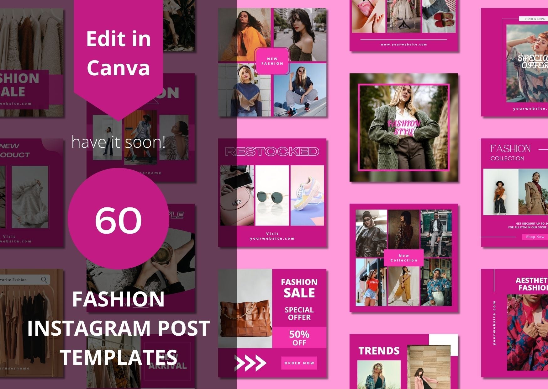 60 Pink Fashion Social Media Templates