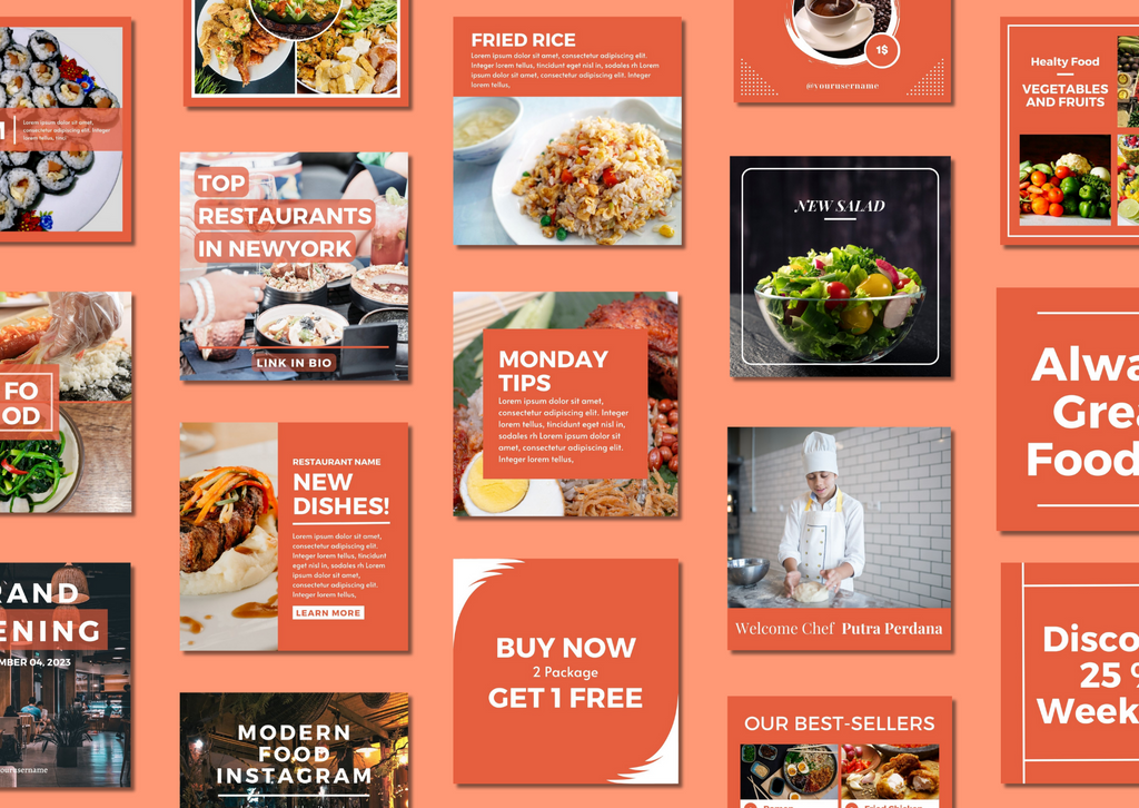 Restaurant Social Media Templates - 60 เทมเพลต Canva สำหรับร้านอาหาร