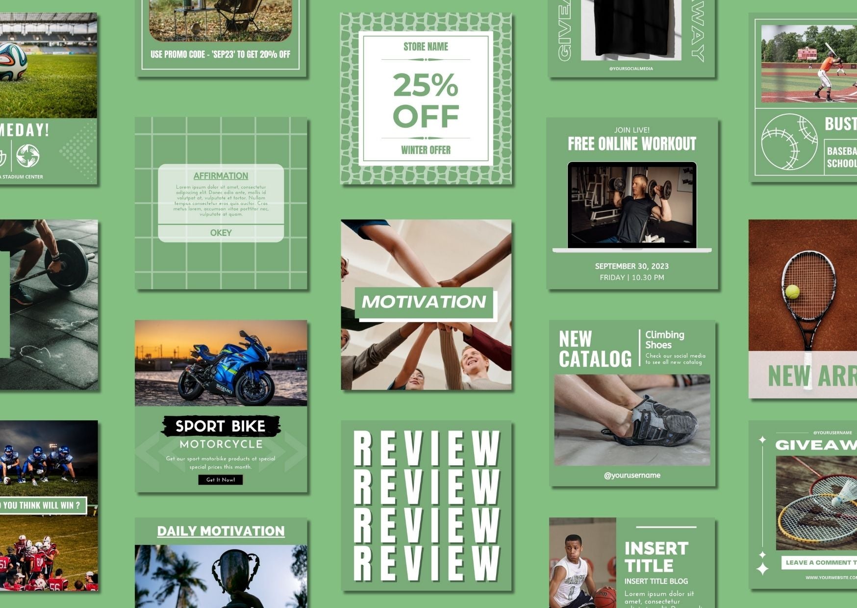 Sport Social Media Templates - เทมเพลต Canva สำหรับกีฬา