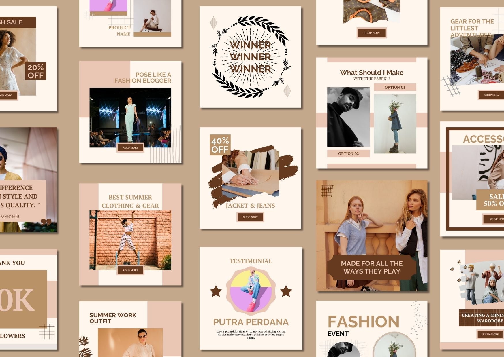 เทมเพลต Canva แฟชั่นสุดเจ๋ง fashion-themed social media post templates with 'Edit in Canva'