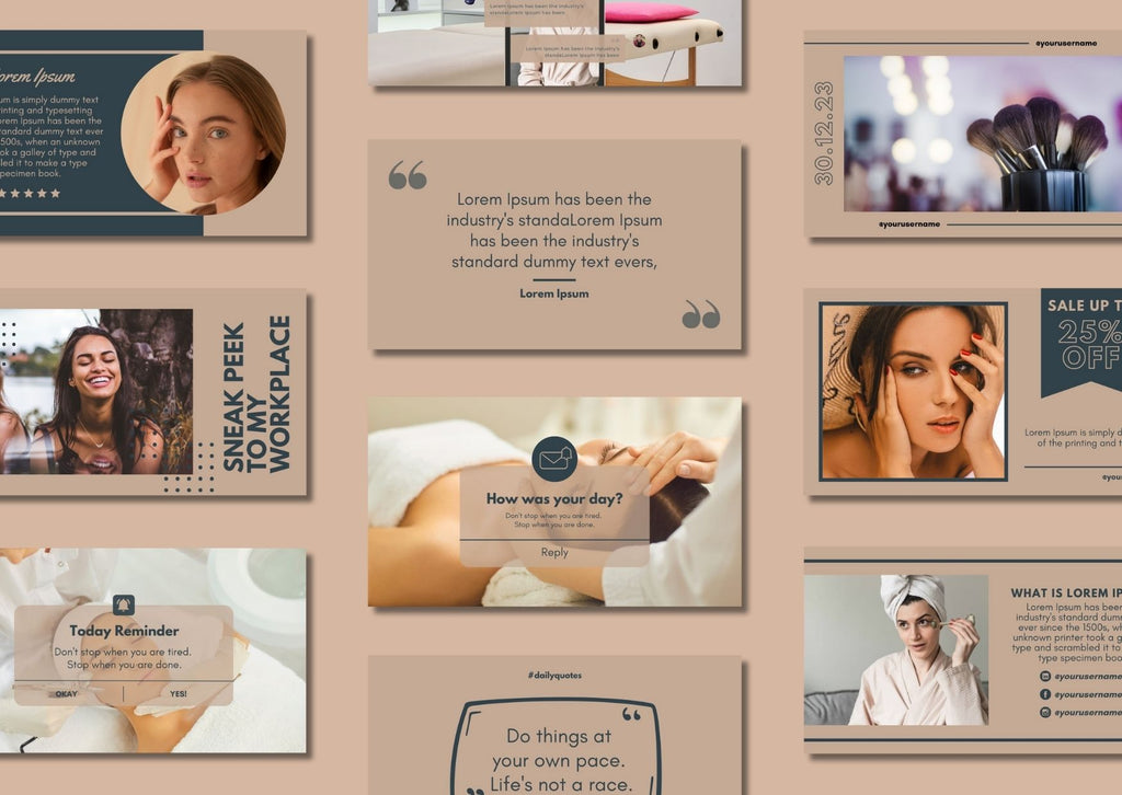 30 Beauty Social Media Templates - เทมเพลต Canva สำหรับความงาม