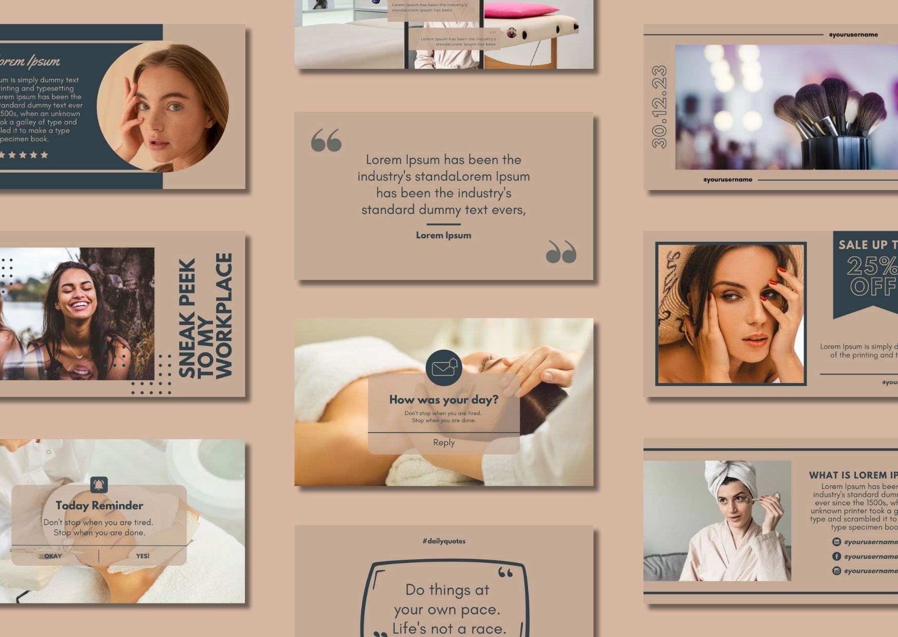 30 Beauty Social Media Templates - เทมเพลต Canva สำหรับความงาม