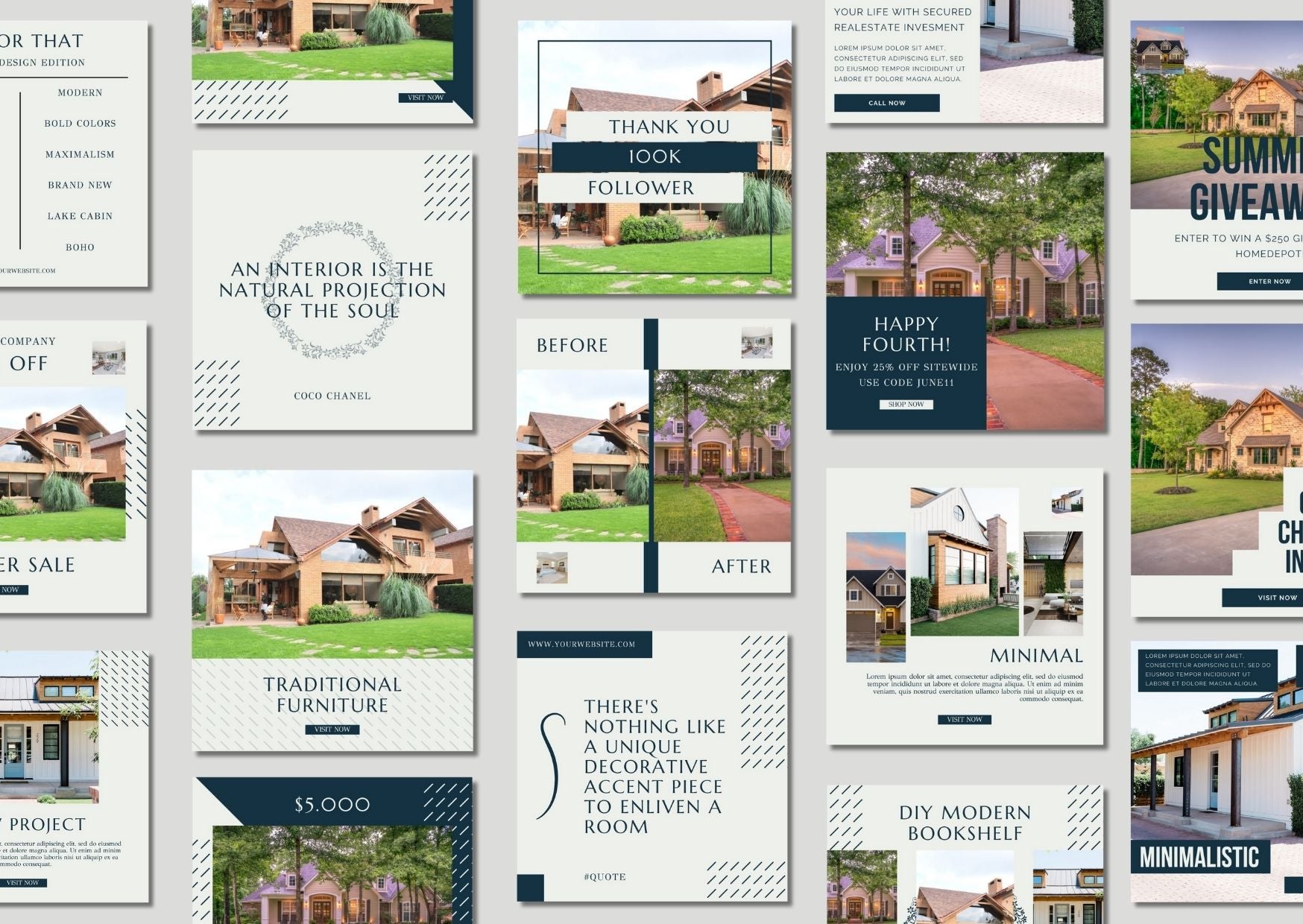 50 Gray Real Estate Social Media Templates - เทมเพลต Canva สำหรับอสังหาริมทรัพย์