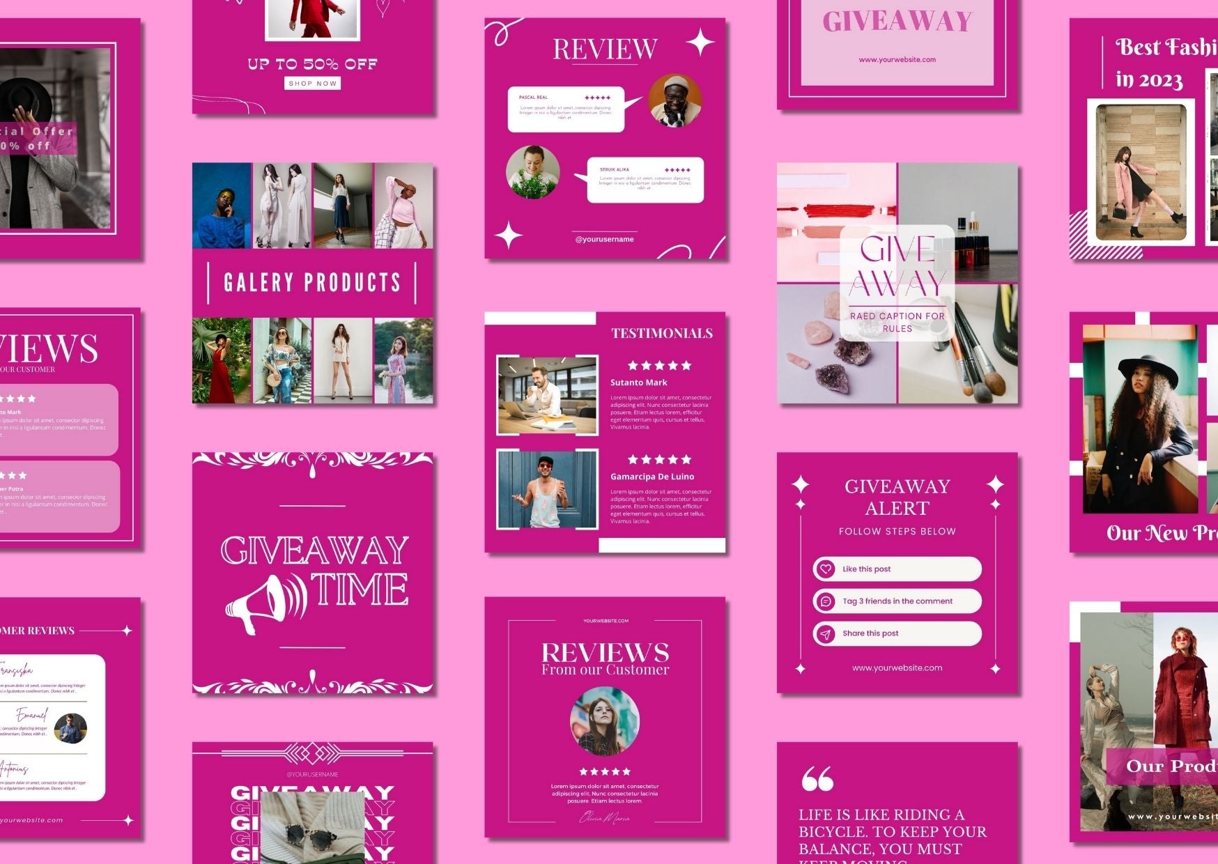 60 Pink Fashion Social Media Templates