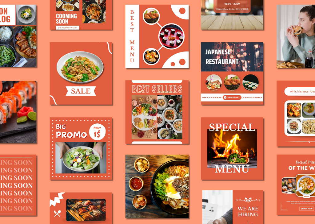 Restaurant Social Media Templates - 60 เทมเพลต Canva สำหรับร้านอาหาร