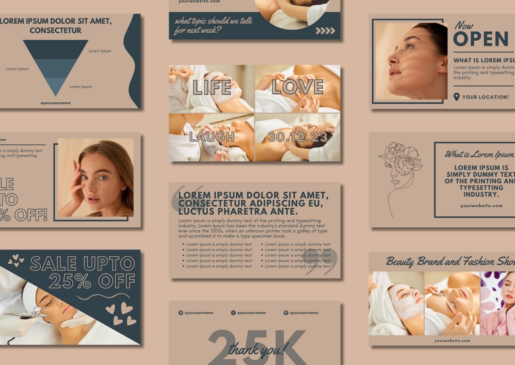 30 Beauty Social Media Templates - เทมเพลต Canva สำหรับความงาม