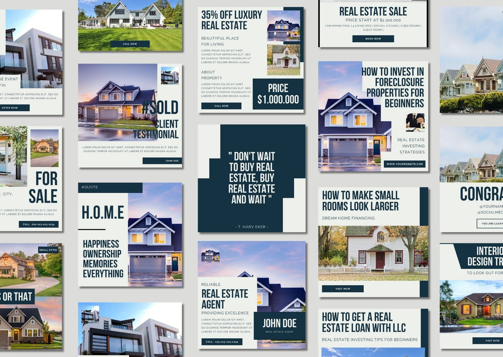 50 Gray Real Estate Social Media Templates - เทมเพลต Canva สำหรับอสังหาริมทรัพย์