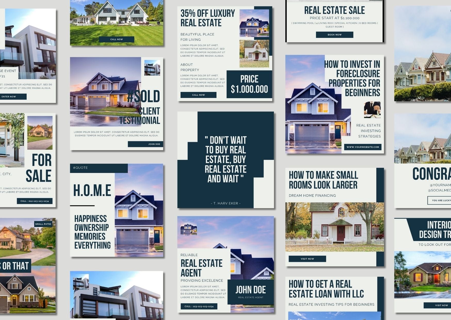 50 Gray Real Estate Social Media Templates - เทมเพลต Canva สำหรับอสังหาริมทรัพย์