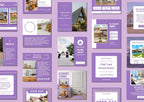 Real Estate Social Media Templates - เทมเพลต Canva สำหรับอสังหาริมทรัพย์ purple background.