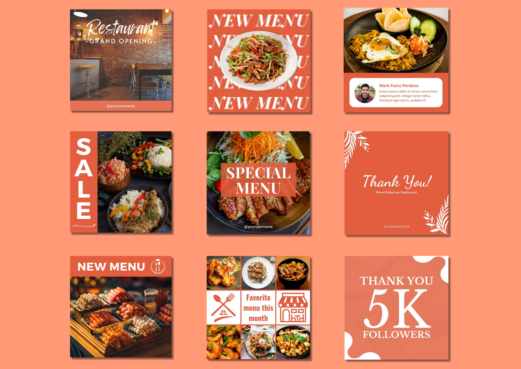 Restaurant Social Media Templates - 60 เทมเพลต Canva สำหรับร้านอาหาร