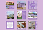 Real Estate Social Media Templates - เทมเพลต Canva สำหรับอสังหาริมทรัพย์ purple background.