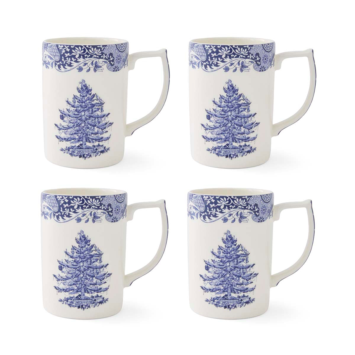 Blue Italian Christmas Tree Mug 12oz Set of 4