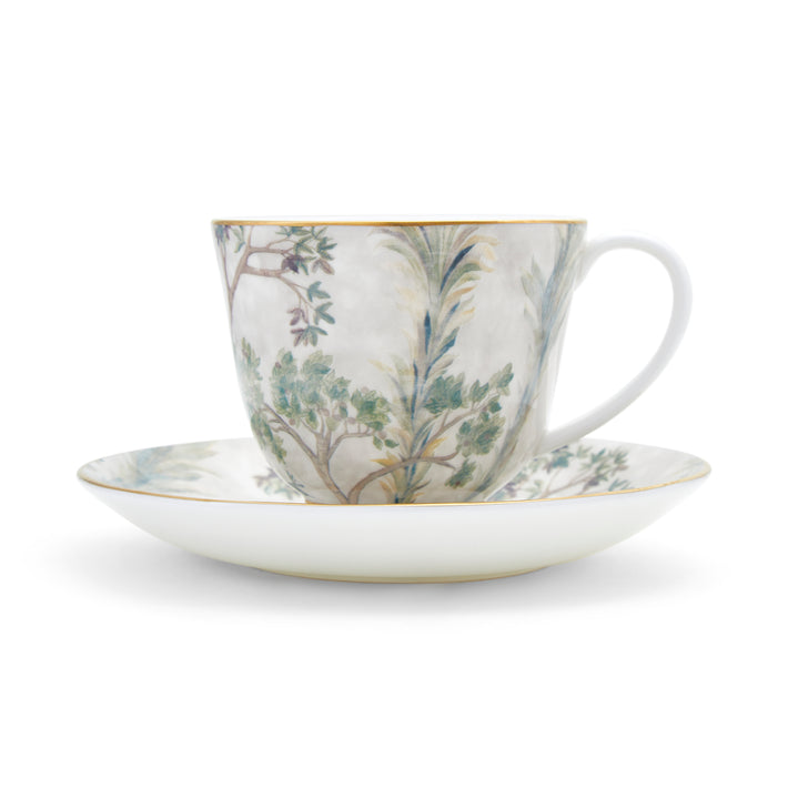 Kit kemp Gold 8oz Teacup &amp; Saucer Tall Trees