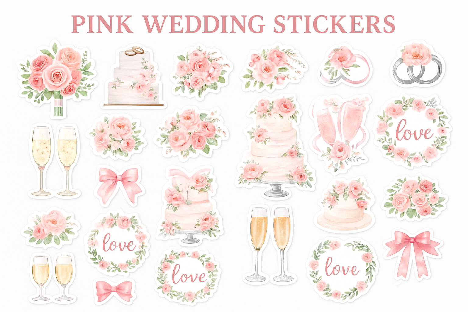Pink Wedding Sticker Collection