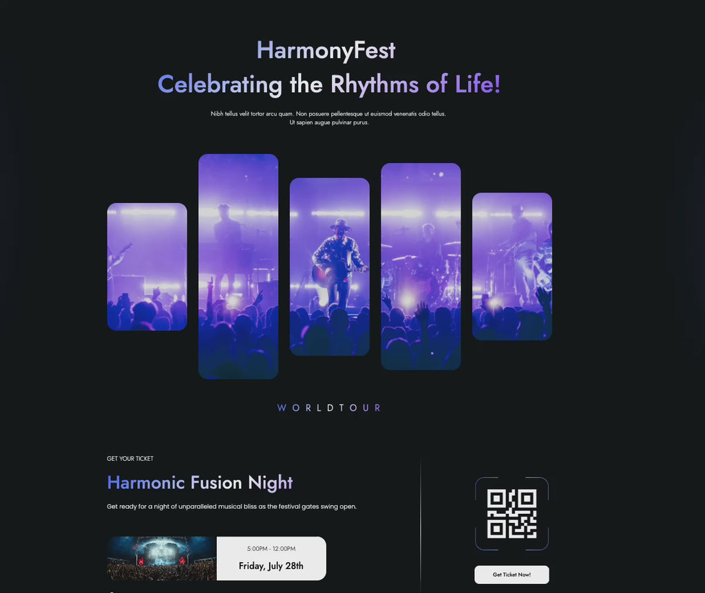 หน้า Landing Page ข้อมูลตั๋ว และแผนที่โซน